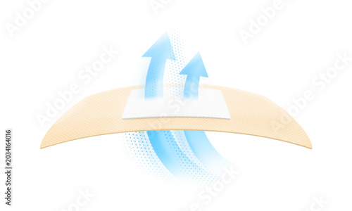 Realistic adhesive bandage strip with arrows mockup. Vector Illustration isolated on white background. Ready and easy to use for your design. Scalable without lose quality. EPS10.