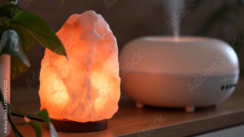 Himalayan Salt Lamp and Essential Oil Diffuser 4K Video