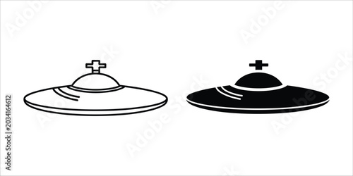 Obraz na płótnie Black and white flying saucer u f os with cross symbols
