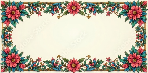 Floral and geometric Islamic border design element, background, repeat, border