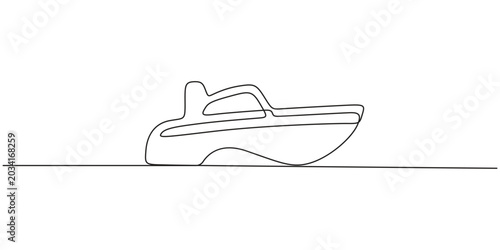 Fotografie Speedboat continuous line drawing for luxury yacht charter and marine travel branding