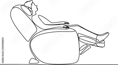 Εκτύπωση καμβά Continuous line drawing of a person sitting in a recliner chair