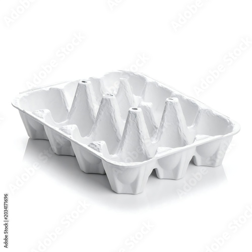 White Empty Egg Carton Tray Isolated on Clean Studio Background