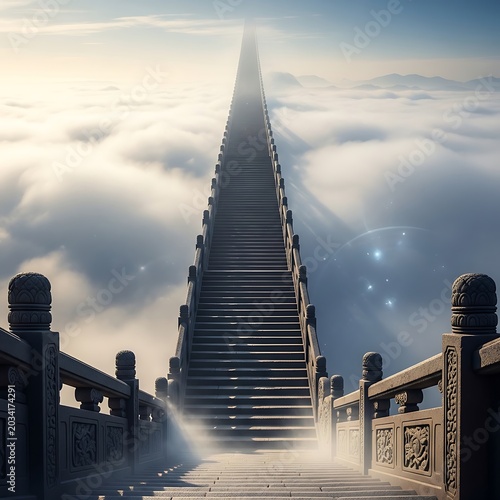 Majestic Cloud-High Staircase Leading to Sky.