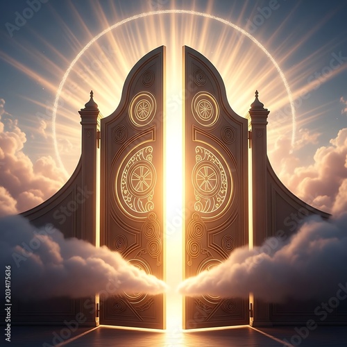 Mystical Gateway to Celestial Realm with Radiant Light.