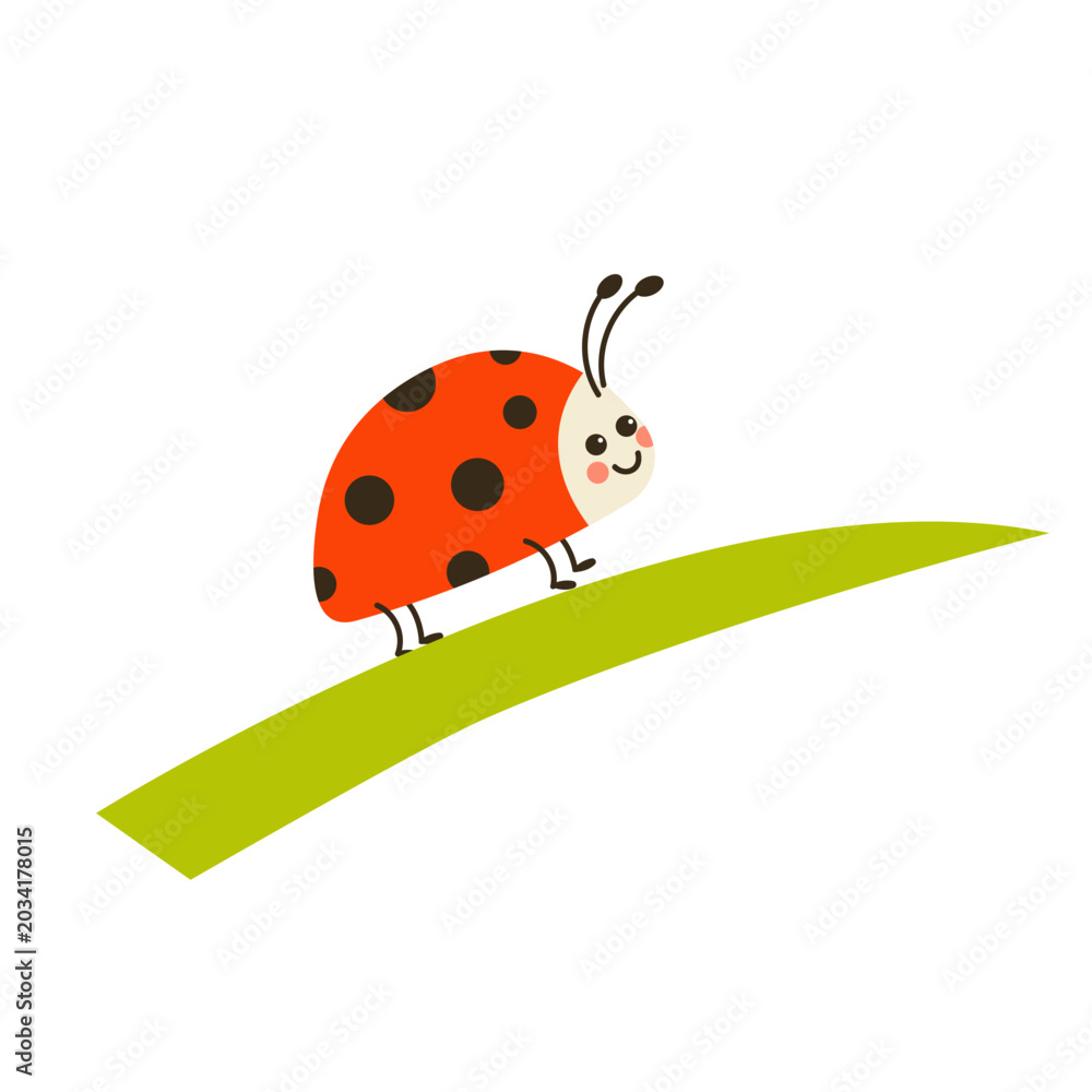 Naklejka premium Ladybug on leaf vector illustration isolated on white background