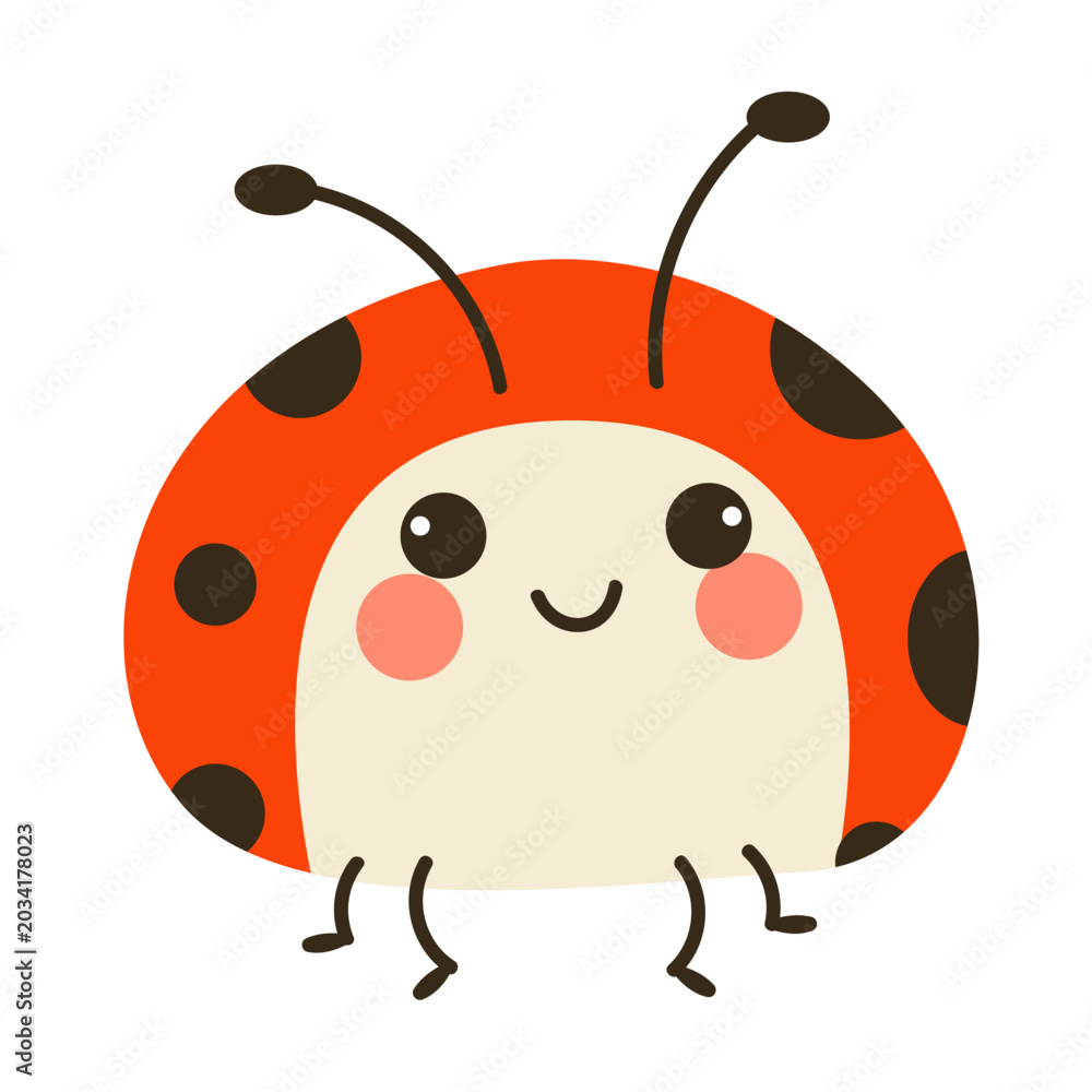 Naklejka premium Round ladybug vector illustration isolated on white background