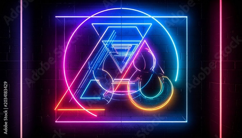 Vibrant Neon Geometric Shapes - A Modern Abstract Design.