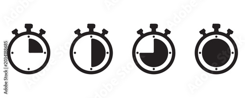 Photos Stopwatch timer progress sequence icons showing fifteen thirty forty five and sixty minutes