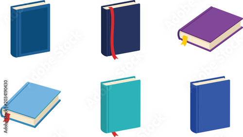 Canvastavla Set of colorful hardcover book vector icons isolated on a white background with
