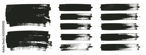 Tableau sur toile Straight line vector brush strokes, black hand drawn stripes and smears, paint r