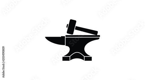 Fotografía Blacksmith anvil and hammer silhouette metalworking forge
