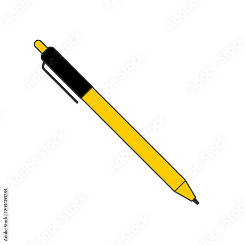 Photos Yellow and black mechanical pencil diagonally positioned, simple line art statio