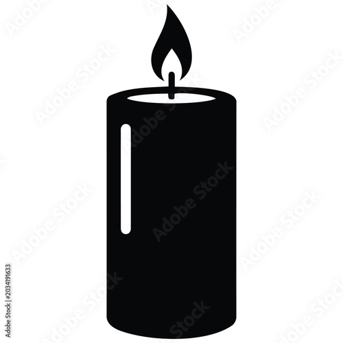 Cuadro en lienzo Candle silhouette illustration with burning flame representing spiritual peace light icons