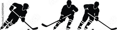 Photography Ice hockey player silhouettes collection featuring professional sports action sk