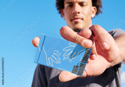 Mockup Template of Business Card in Hand