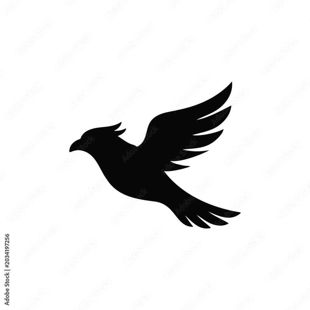 Fototapeta premium Smart bird silhouette icon vector flat design.