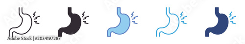 Fotografie Stomach Pain Icon Set , digestive discomfort symbol, abdominal health, medical v