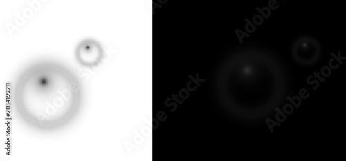 Bild auf Leinwand Minimalist abstract circles in black and white, soft blurred ring shapes on cont