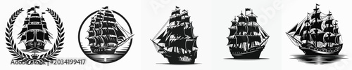 Foto Vector silhouette of a pirate ship