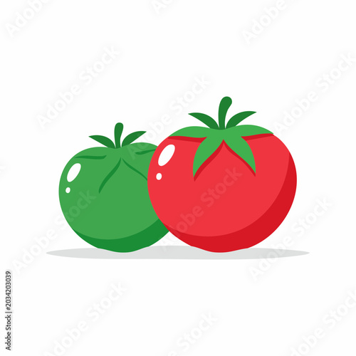 Two Tomatoes, One Red and One Green