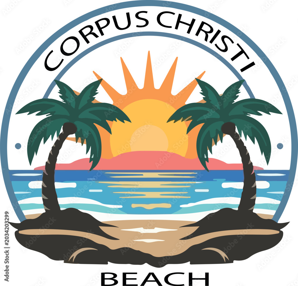 Fotografie corpus christi beach logo icon vector white background .