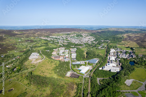beautiful aerial view Blaenavon, Torfaen county borough, Wales. Summer daytime. United Kingdom Travel Destination