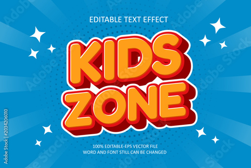 Kids zone editable text effect with modern and simple style