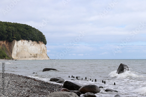 Chalk Cliffs and Pebble Beach Near Sassnitz city, Germany