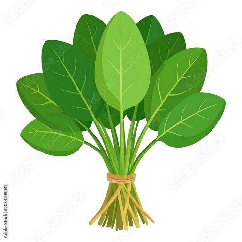 Fresh green leafy vegetable bunch tied with twine