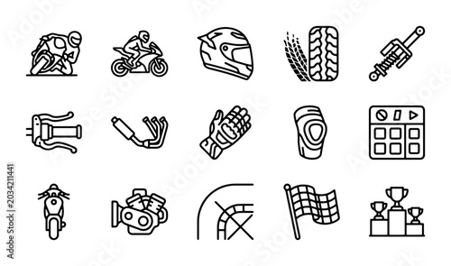 Bild auf Leinwand Motorcycle Racing Icons Set: Speed, Sport, and Competition Graphics