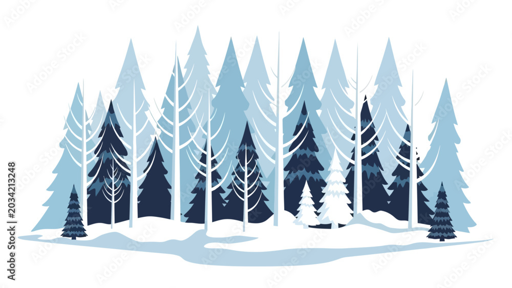 Fototapeta premium Winter Forest Landscape with Snow-Covered Fir Trees.