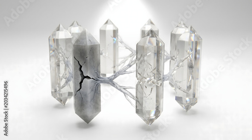 Abstract spiritual crystal points connected by ice branches