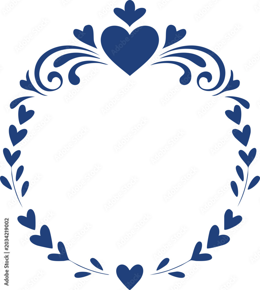 Fototapeta premium Heart Floral Circle Frame Decorative Romantic