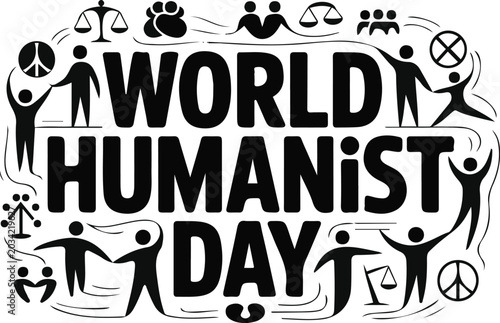 Bilde på lerret World Humanist Day Vector Art, Human Rights and Humanism Awareness Isolated on W