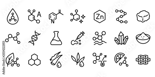 Slika na platnu Skincare and Beauty Ingredient Line Icons Set
