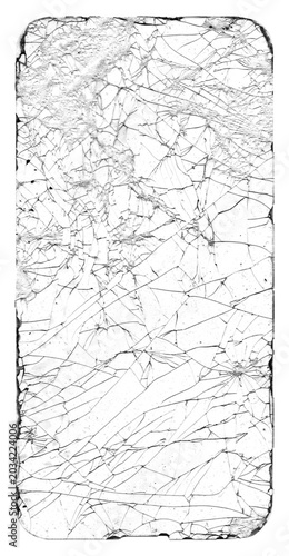 Cracked Smartphone Screen Texture With Shattered Glass Pattern and Damaged Phone Display Surface