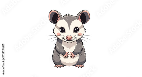 Obraz na płótnie Cute Opossum Cartoon Character, Adorable Wildlife Illustration