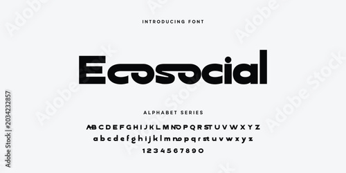 Ecosocial font alphabet series vector