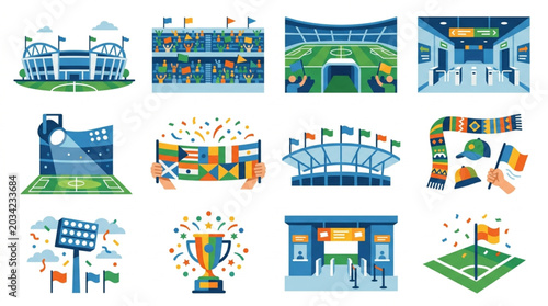 Canvastavla Collection of Soccer Stadiums and Sports Arenas Illustrations.
