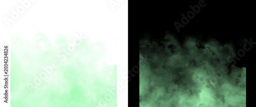 Obraz na plátně Green smoke effect on transparent background, ethereal toxic gas cloud PNG, myst