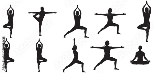 Fotografía Basketball players in action silhouette set vector illustration eps 10