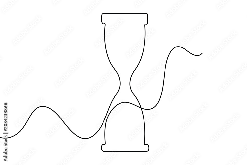 Obraz premium Continuous one line drawing of hourglass minimalist isolate outline vector illustration