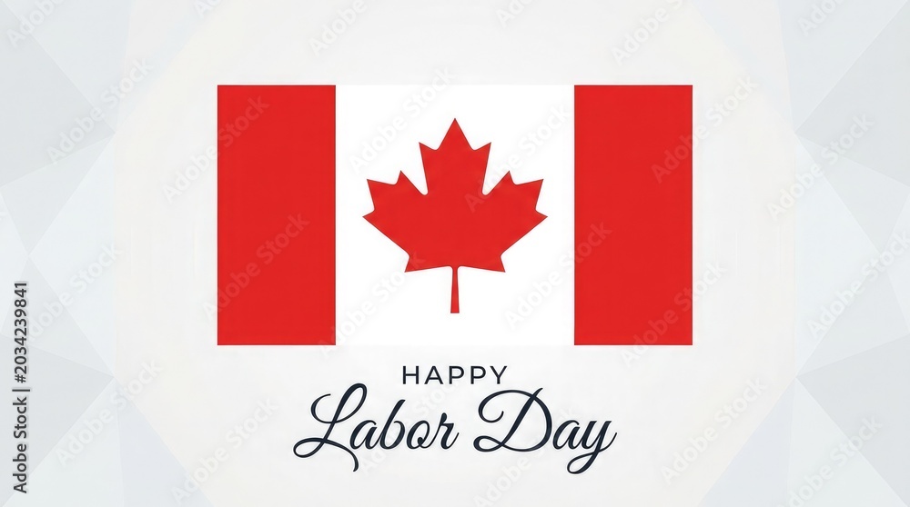 Fototapeta premium Canadian labor day greeting with maple leaf flag