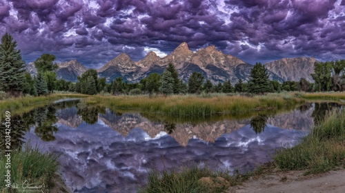 Dramatic Mountain Reflection Under Stormy Skies