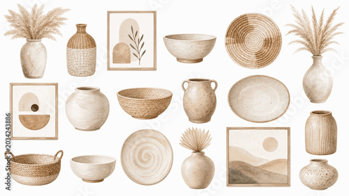 Tableau sur toile Modern decor Natural Decor Collection isolated watercolor vector illustration sv