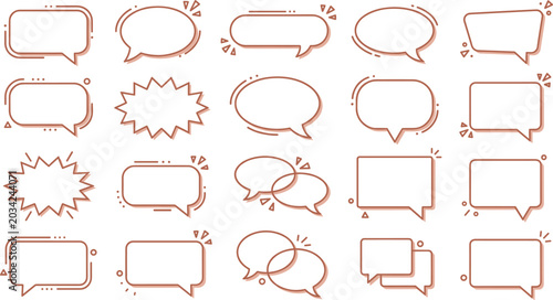 Tableau sur toile Blank comic dialog sticker label text box collection with brown outline sketchy