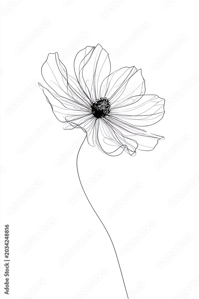 Obraz premium Elegant floral line art illustration.