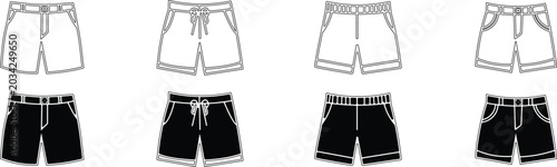 Foto Men's shorts illustrations in black and white