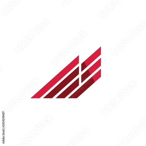 This abstract graphic features dynamic red and dark red diagonal stripes ascending on a clean white background, symbolizing progress, growth, and modern design.